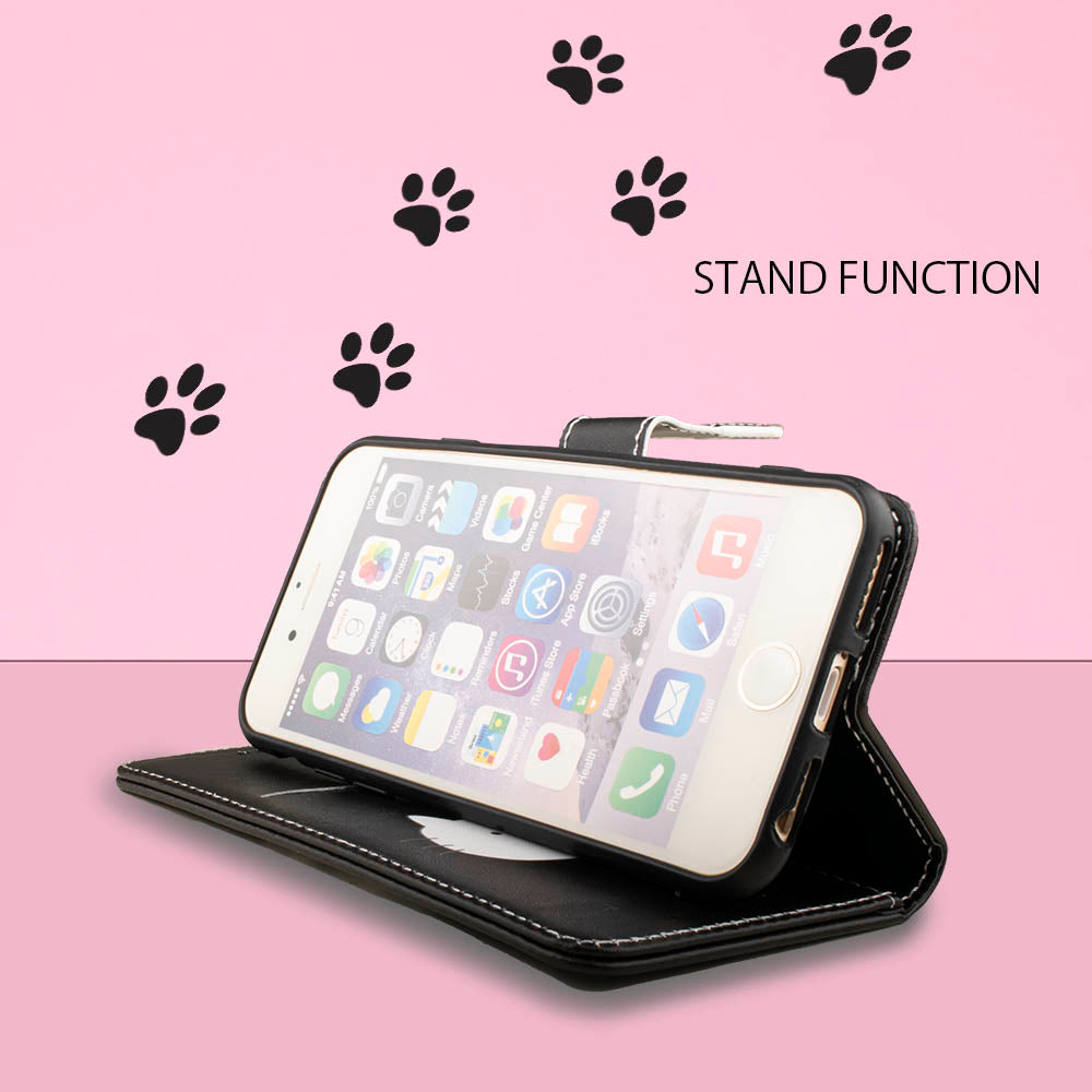 iPhone15 ケース 手帳型 スタンド機能 かわいい ねこ ネコ 猫 SE3 SE 第3世代 人気 iPhone14 iPhone13 カバー SE2 第2世代 iPhone8 iPhone7 iPhone6 ベルト 黒 ブラック レザー 送料無料 安い スマホケース