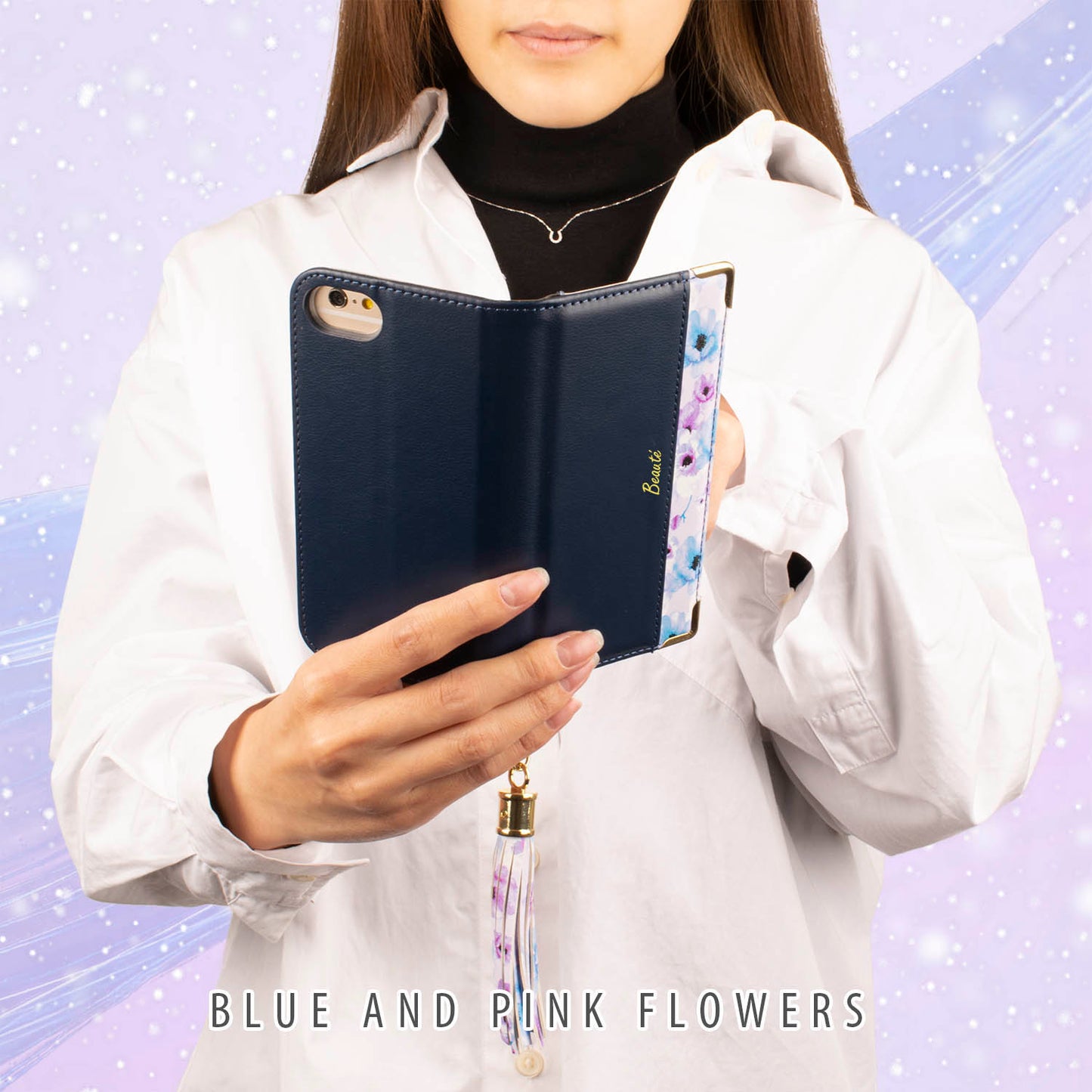 Google Pixel8a ケース 手帳型 女性 使用シーン おしゃれ 花柄 紺 青 ネイビー ブルー Navy Blue Pixel7a カバー ミラー ストラップ かわいい 安い 革 レザー スマホケース 送料無料