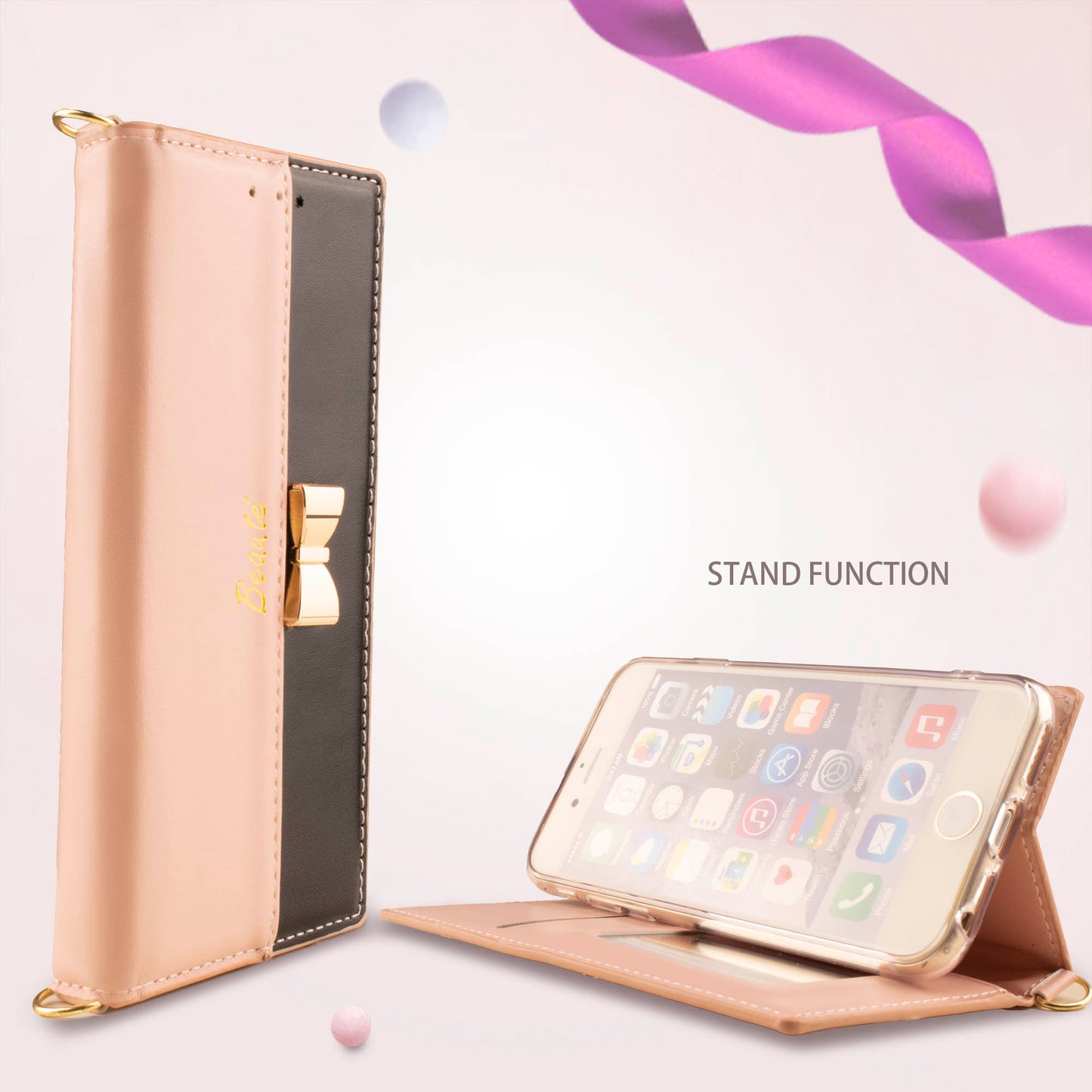 Google Pixel7a ケース 手帳型 スタンド機能 おしゃれ ピンク Pink リボン Pixel6a カバー Pixel5a5G ミラー ストラップ かわいい 安い 革 レザー スマホケース 送料無料