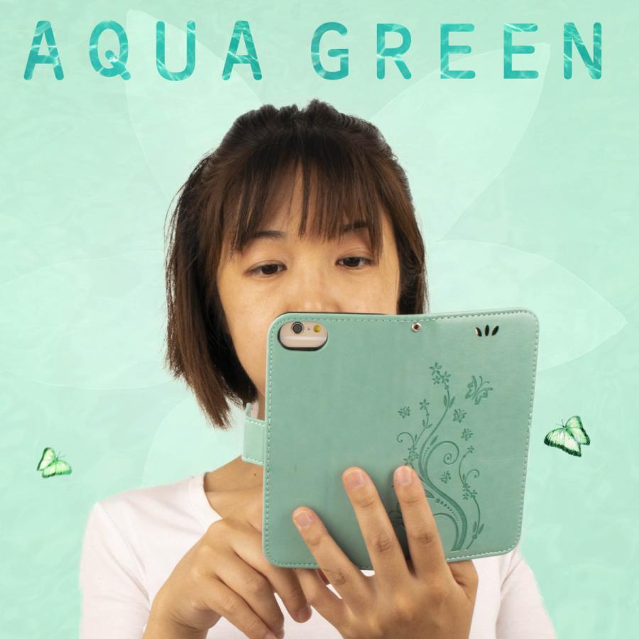 SONY XperiaAce ケース 手帳型 緑 グリーン 紫 パープル ラベンダー SO-02L エクスペリアAce カバー 蝶 花柄 バタフライ XZ4Compact かわいい おしゃれ 型押し 安い スマホケース 送料無料