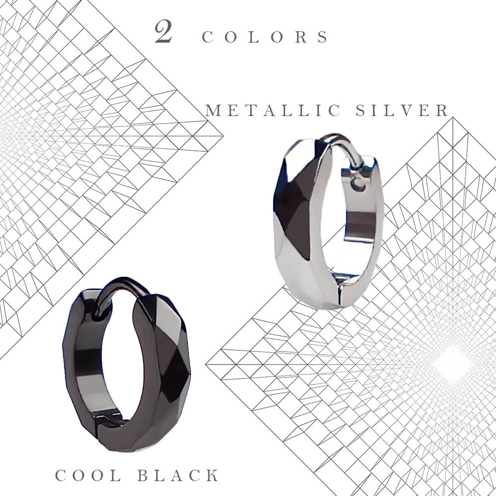 メンズピアス レディースピアス フープピアス 黒色 銀色 カッティングピアス プレゼント ギフト