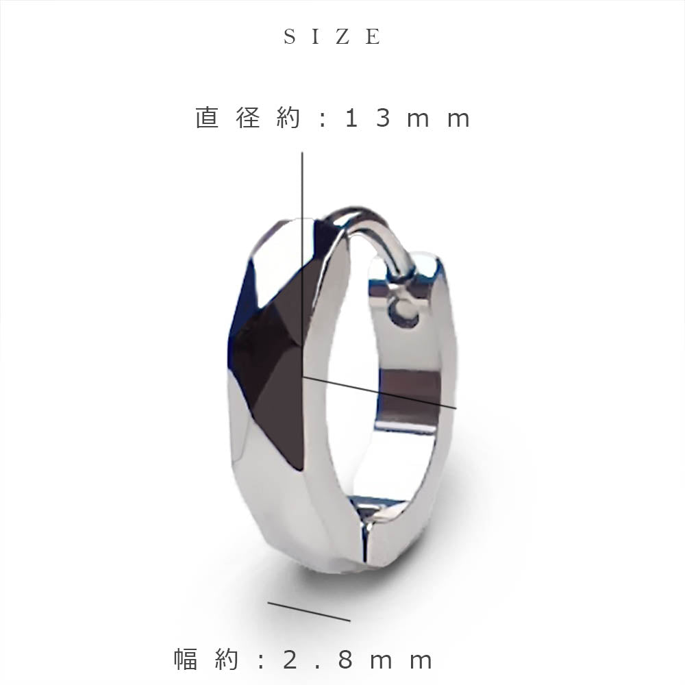 メンズピアス レディースピアス フープピアス 黒色 銀色 カッティングピアス プレゼント ギフト