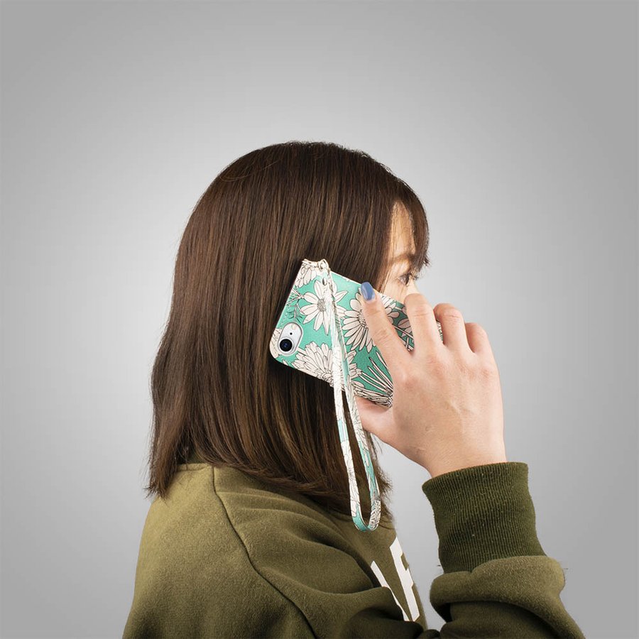 Xperia XZ XZs ケース XZs カバー ミラー ストラップ レザー 革 ボタニカル 花柄 緑 green 送料無料