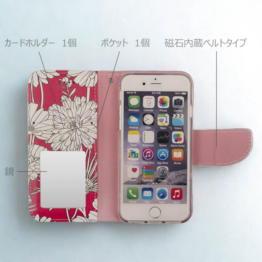 iPhone16e ケース 手帳型 iPhoneSE カバー iPhone13 SE2 SE3 SE第3世代 SE第2世代 iphone8 花柄 iphone7 6s カバー 鏡 ストラップ付 花柄 レッド 赤 フラワー ボタニカル