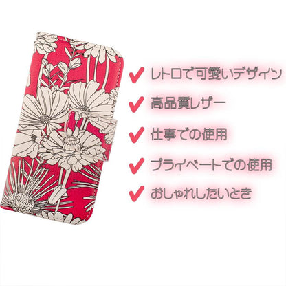 iPhone16e ケース 手帳型 iPhoneSE カバー iPhone13 SE2 SE3 SE第3世代 SE第2世代 iphone8 花柄 iphone7 6s カバー 鏡 ストラップ付 花柄 レッド 赤 フラワー ボタニカル
