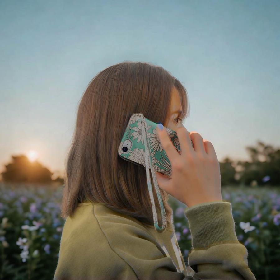 iPhone16e ケース 手帳型 iPhoneSE カバー iPhone13 SE2 SE3 SE第3世代 SE第2世代 iphone8 花柄 iphone7 6s カバー 鏡 ストラップ付 花柄 グリーン 青 水色 ブルー ミント フラワー ボタニカル