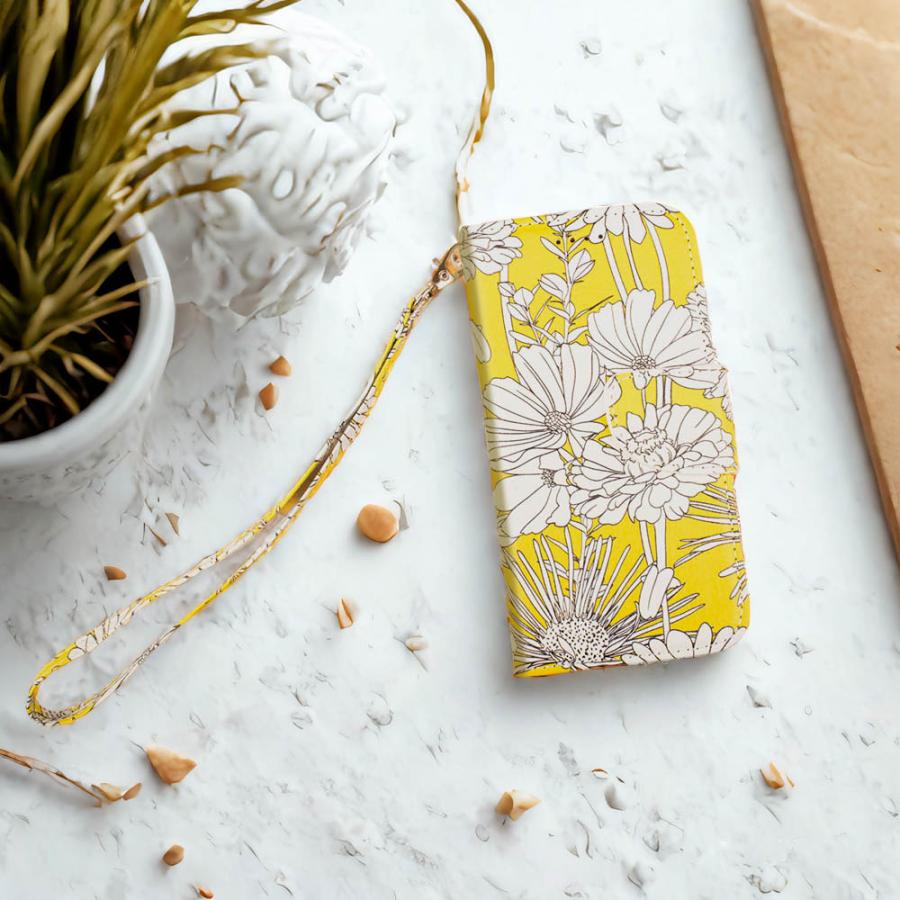 iPhone16e ケース 手帳型 iPhoneSE カバー iPhone13 SE2 SE3 SE第3世代 SE第2世代 iphone8 花柄 iphone7 6s カバー 鏡 ストラップ付 花柄 黄色 イエロー フラワー ボタニカル
