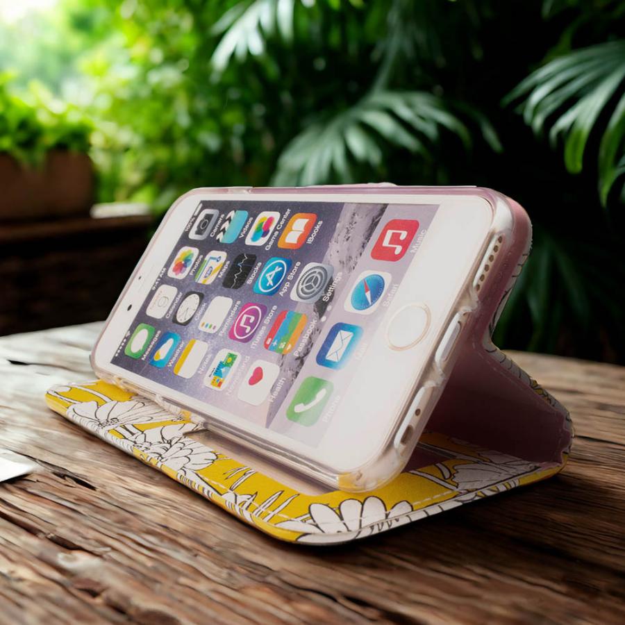 iPhone16e ケース 手帳型 iPhoneSE カバー iPhone13 SE2 SE3 SE第3世代 SE第2世代 iphone8 花柄 iphone7 6s カバー 鏡 ストラップ付 花柄 黄色 イエロー フラワー ボタニカル