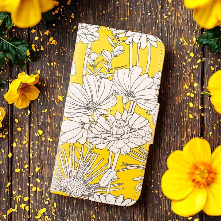 iPhone16e ケース 手帳型 iPhoneSE カバー iPhone13 SE2 SE3 SE第3世代 SE第2世代 iphone8 花柄 iphone7 6s カバー 鏡 ストラップ付 花柄 黄色 イエロー フラワー ボタニカル
