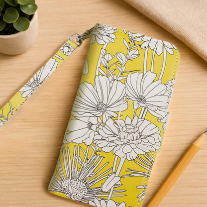 iPhone16e ケース 手帳型 iPhoneSE カバー iPhone13 SE2 SE3 SE第3世代 SE第2世代 iphone8 花柄 iphone7 6s カバー 鏡 ストラップ付 花柄 黄色 イエロー フラワー ボタニカル