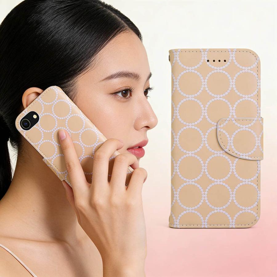 iphone SE ケース 手帳型 シンプル SE第三世代 カバー おしゃれ タンバリン柄 SE第二世代 iphone8 iphone7 iphone6s ピンク ベージュ iphone6 レザー