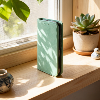 iPhone16 ケース 手帳型 おしゃれ iPhone15 カバー iPhonese iPhone14 スマホケース iPhone13 グリーン 緑 エメラルドグリーン レザー 革