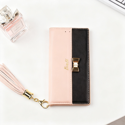 iPhone16e iPhone16 e ケース 手帳型 アイフォン16e おしゃれ ピンク Pink リボン カバー ミラー ストラップ  バイカラー かわいい 安い 革 レザー スマホケース