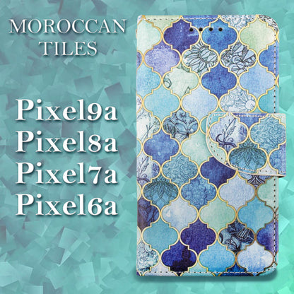 Google Pixel 9a ケース 手帳型 モロッカン モロッコタイル Pixel8a おしゃれ 人気 Pixel7a モザイクタイル Pixel6a カバー ベルト エメラルドグリーン ブルー 緑 青 革 レザー 安い スマホケース