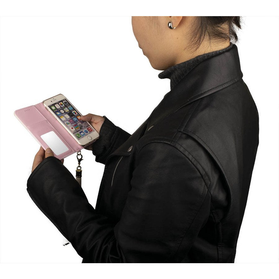 AQUOS Wish3 ケース wish2 カバー 手帳型 Sense3 lite basic AndoroidOneS7 ミラー 鏡 ストラップ ピンク ホワイト ベルトなし 送料無料