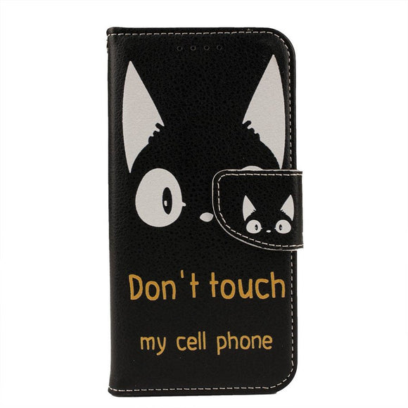 LG X5 Android One X5 ケース 手帳型 カバー レザー 革 スマホケース 黒猫 ねこ かわいい おしゃれ スタンド機能 人気 キャラクター 激安
