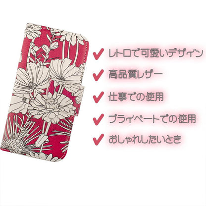 AQUOS sense4 ケース 手帳型 sense4basic カバー sense3 ミラー ストラップ カバー 花柄 赤 レッド 送料無料