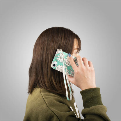 Xperia XZ XZs ケース XZs カバー ミラー ストラップ レザー 革 ボタニカル 花柄 緑 green 送料無料