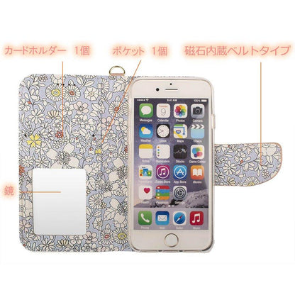 Pixel4a ケース ピクセル4a カバー 手帳型 ミラー ストラップ レザー 革 ボタニカル 花柄 花 ピンク 送料無料