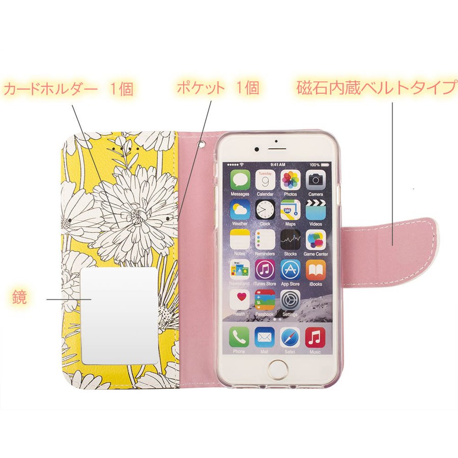 Sense4 ケース 手帳型 sense4 basic カバー Sense4lite Sense3 ミラー ストラップ カバー 花柄 黄色 イエロー 送料無料